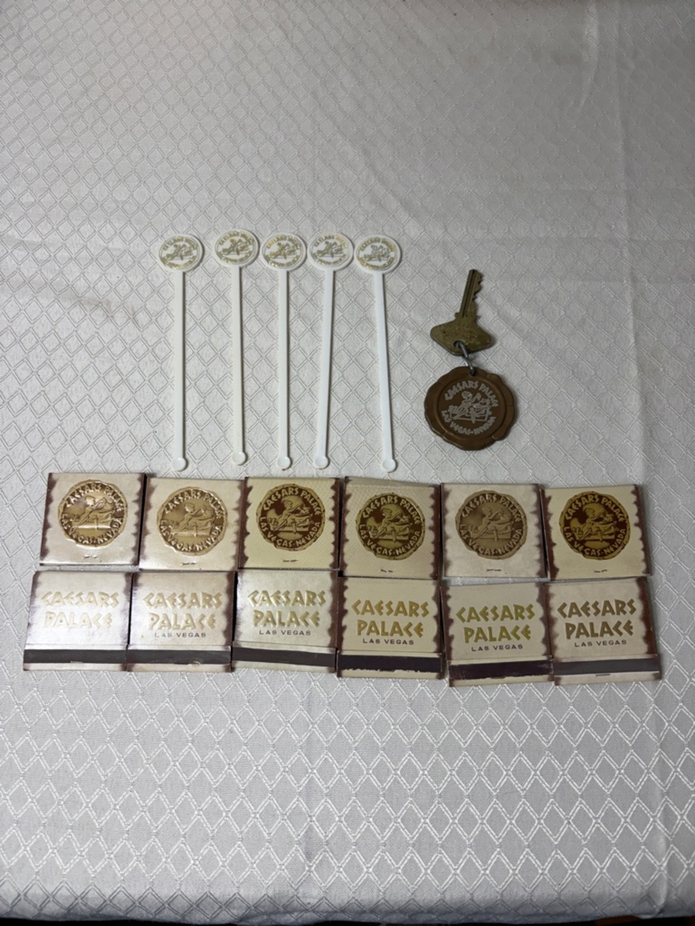 Gold & White Drink Stir Sticks and Matchbooks Set